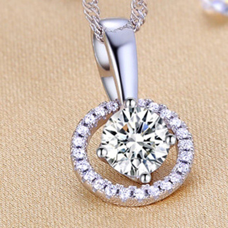 Liontin Bentuk Lingkaran Bahan Sterling Silver 925 dengan Zircon