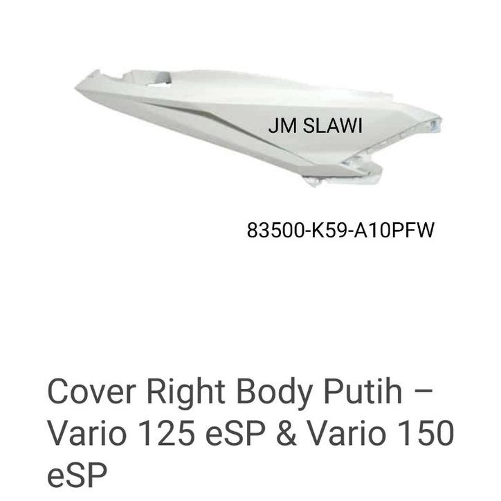 83500/ 83600K59A10PFW Cover Body Vario 125 & 150 eSP Putih 2015-2018 Asli Ori Honda AHM