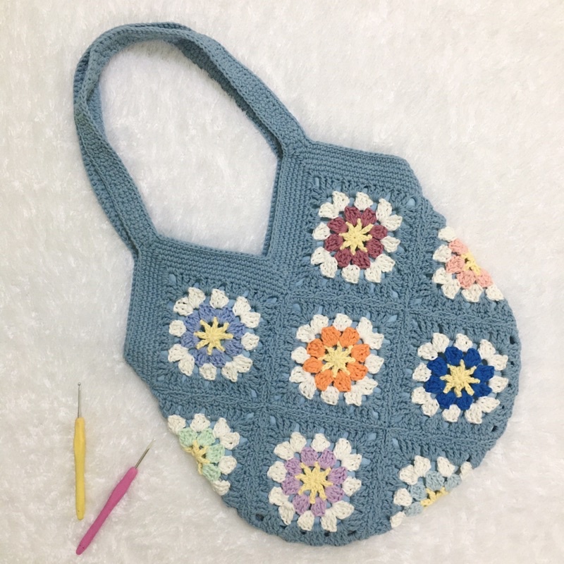 Tas Rajut / Tote Bag Rajut Motif Granny Flower