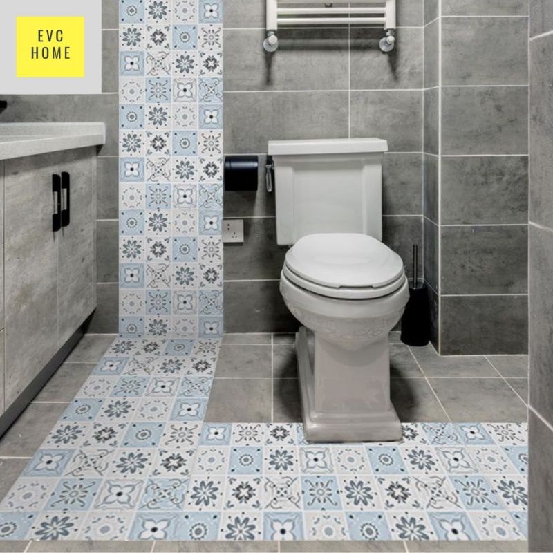 Wallpaper dinding lantai kamar mandi / sticker dinding lantai dapur anti air 3d motif batik