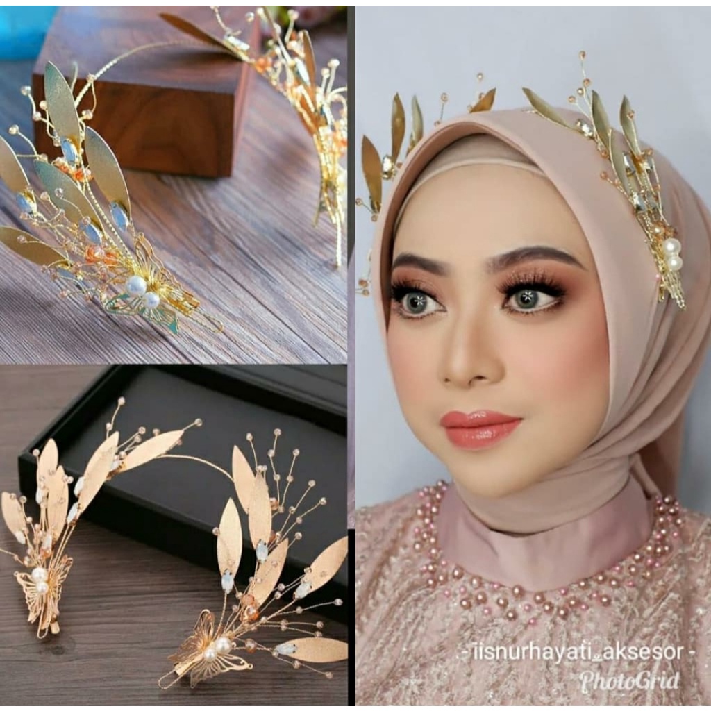 Dahlia Headpiece - Hiasan Hijab / Kepala Elegan Mahkota Pengantin Bridesmaid