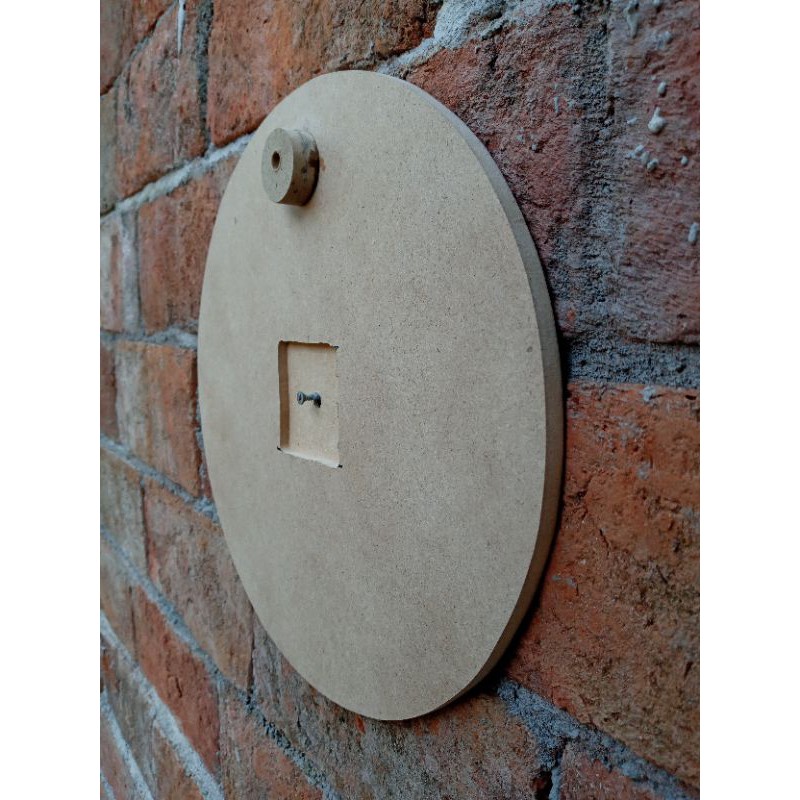 BAHAN JAM DINDING KAYU MDF GANTUNGAN BULAT 1LAPIS  DIAMETER 30CM