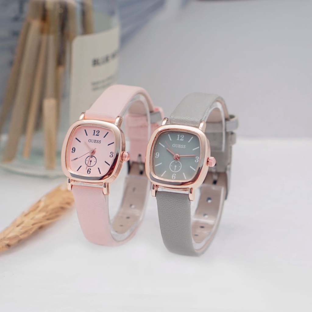 BAJ Jam Tangan Quartz Strap PU Analog Casual Gaya Retro Wanita Chrono Watch Korean Fashion RM021