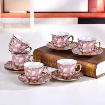 Cangkir Keramik Set 6 in 1 European Style / Cangkir Teko Keramik Set 6 In 1 Cangkir Murah Motif Bunga Mewah Elegan Cantik / Keramik Cangkir Kopi Teh Keramik Cangkir Stainless Steel Cangkir Eropa Style / Cangkir Gelas Keramik Tempat Minum Style Eropa