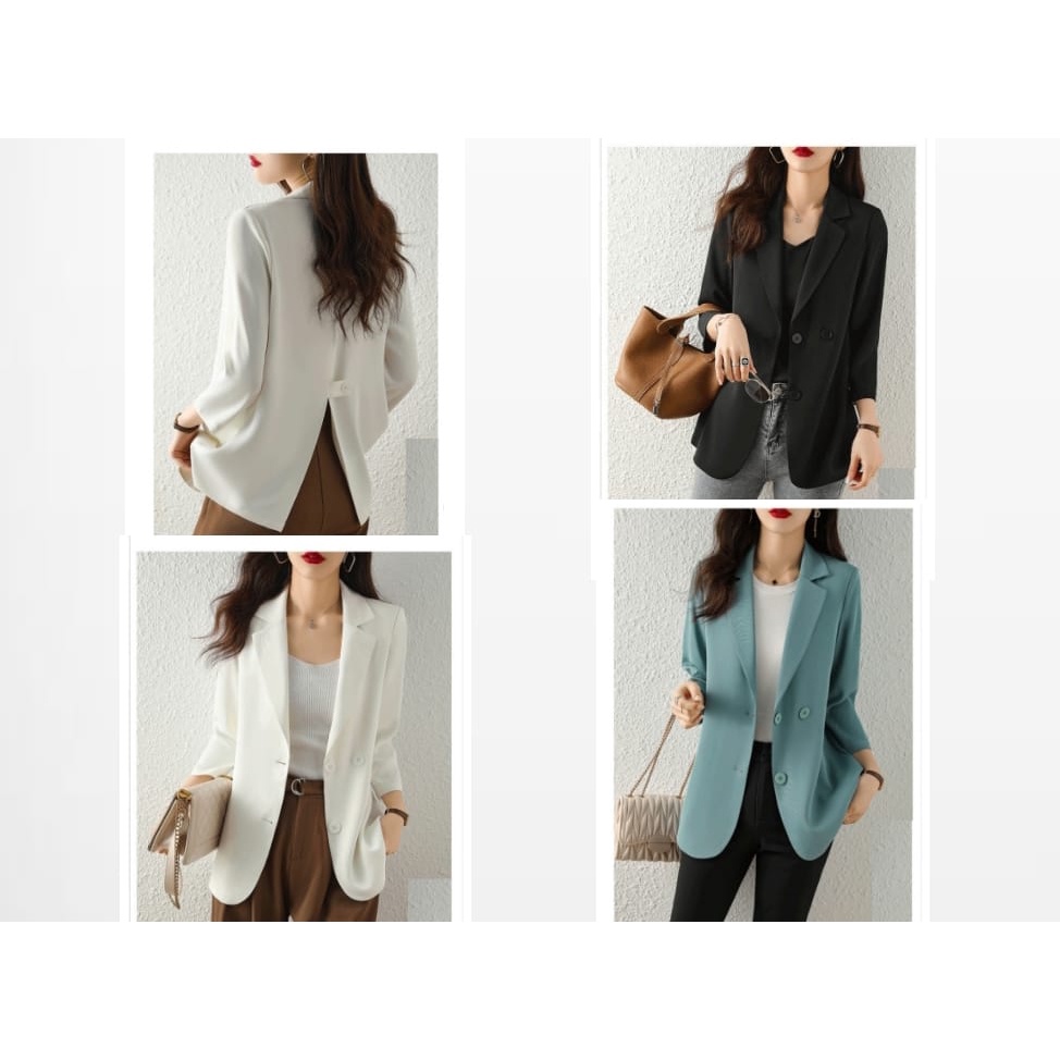 BLAZER BAHAN PREMIUM WANITA KOREA CASUAL/BLAZER KERJA PREMIUM/OUTER POLOS MURAH/ANDINE PREMIUM