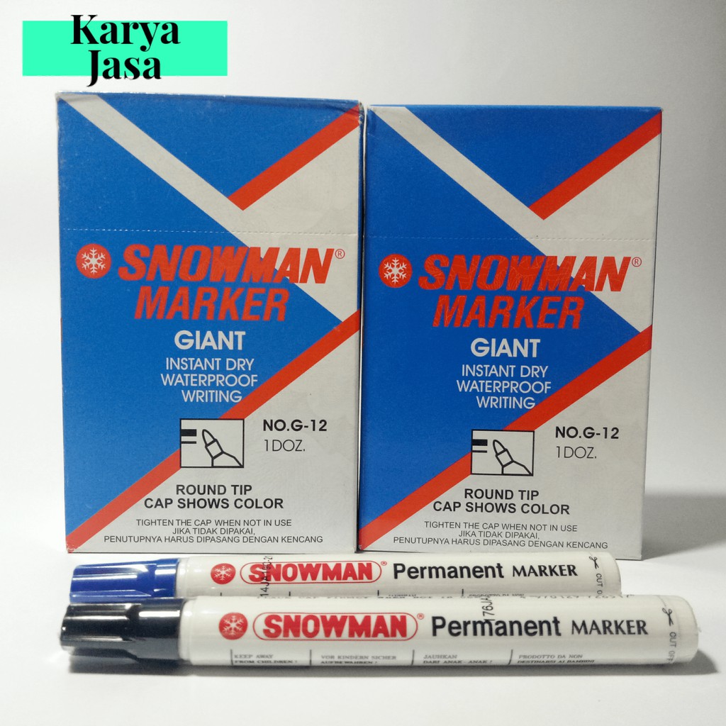 

Snowman Spidol Permanent Marker Giant Round Tip / Hitam / Biru / Merah