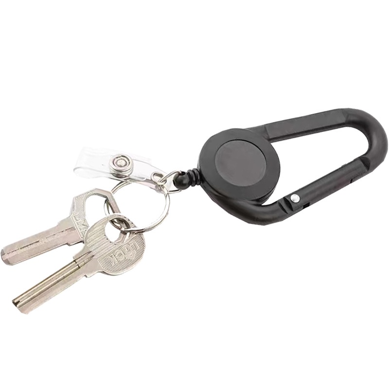 1 Pcs ID Card Key Ring Lanyard Deduction/ Simplicity Strong Retractable Climbing Hook Keychain/ Outdoor Anti-lost Buckle Pendant