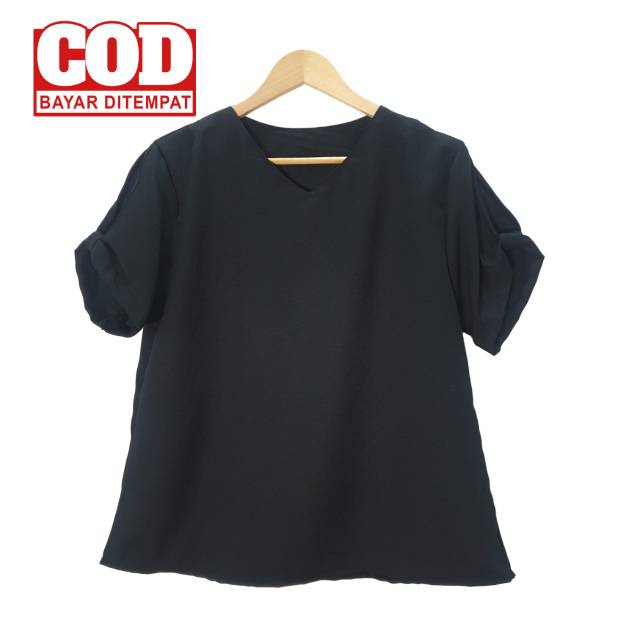 Real Pict - Atasan Jumbo / blus wanita / blouse jumbo Evi Polos size M , L dan XXL ( Real Pict )-3