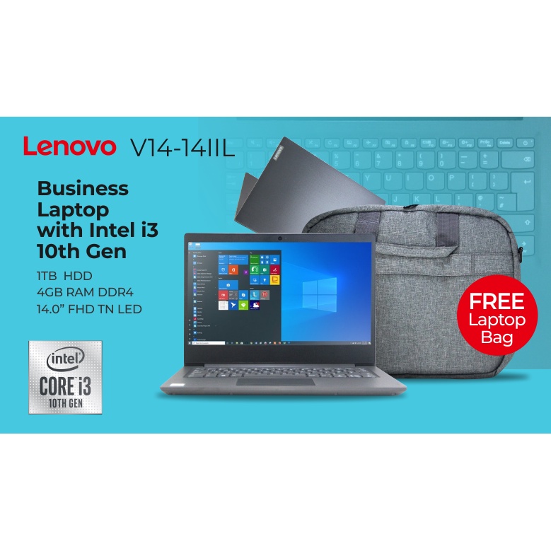 PROMO MURAH !!! LENOVO IDEAPAD V14-14IIL [CORE I3-1005G1 / 8 GB DDR4 / 256GB SSD / INTEL HD GRAPHICS / 14&quot; HD TN LED / IRON GREY / BONUS INSTALL WINDOWS 10 + TAS LAPTOP EXCLUSIVE / GARANSI 1 TAHUN] - TEKNO KITA