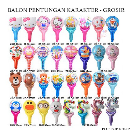 Balon Foil Pentungan TONGKAT / Balon Pentung Karakter / Balon Souvenir GROSIR