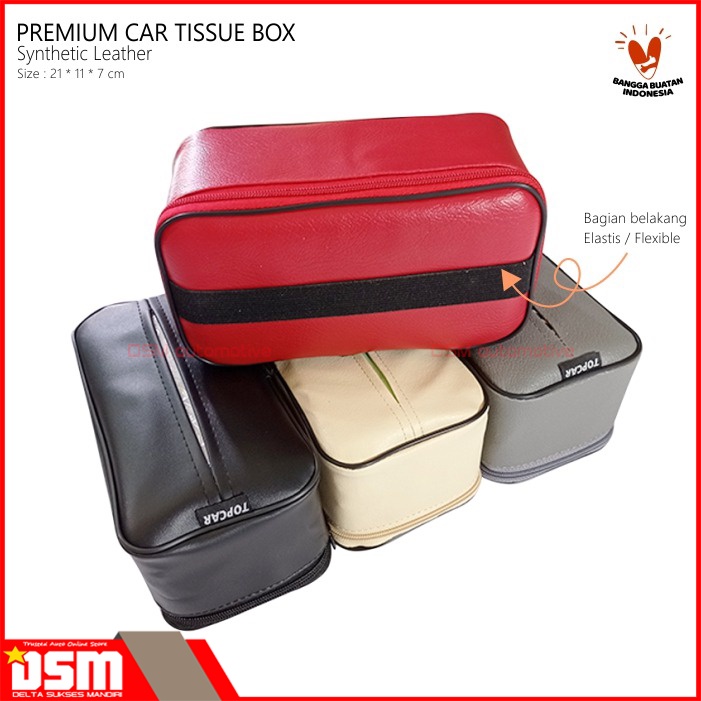 Tempat Tissue Mobil Premium / Kotak Tissue Kulit Sintetis / Tempat Tisu / DSM