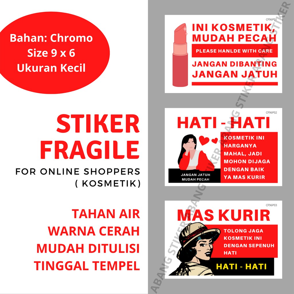 

Stiker Fragile Kosmetik 9 x 6 cm