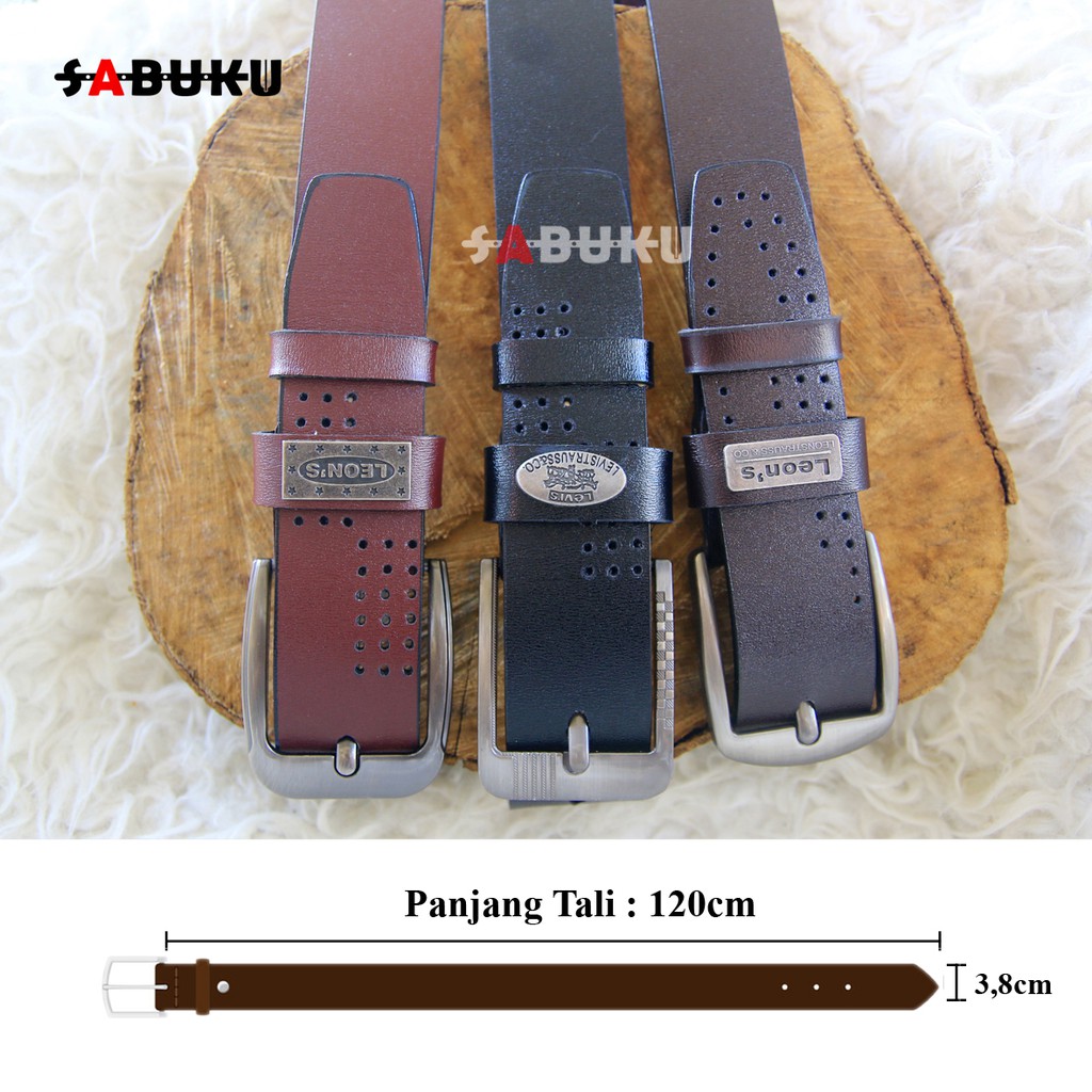 Ikat Pinggang Pria Kulit Leather Model Jarum Sabuk Pria Kulit Men Belt Fashion  - 006