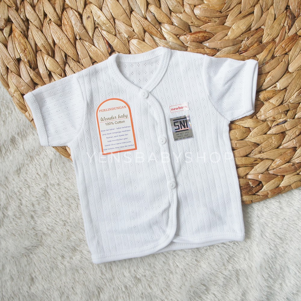 JUST BORN Baju Pendek Kancing Bayi Warna Putih / Mooi Tshirt Pocket Tee Setelan Kaos Anak