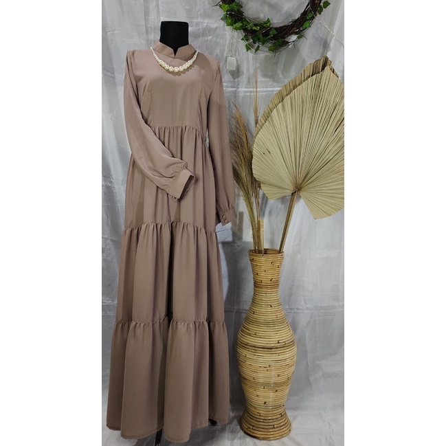 gamis coklat milo wollycrepe