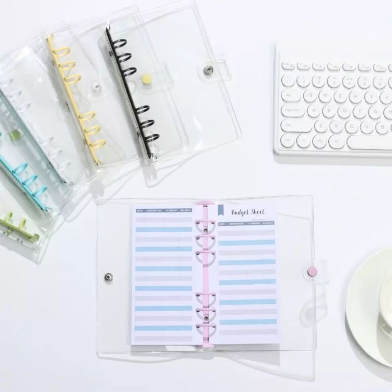 

Korean style clear Cover Binder Macaron Bening Transparan PVC Notebook 6 Ring Warna A6