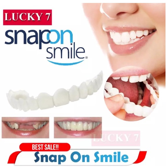 COD MURAH SNAP ON SMILE ORIGINAL GIGI PUTIH DENGAN GIGI PALSU SILICON SEPASANG ATAS BAWAH