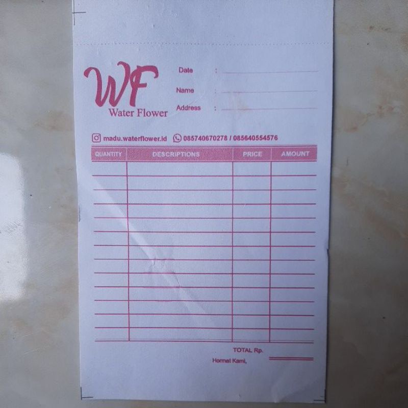 

Nota 1 ply tanpa tembusan