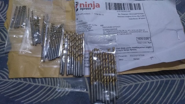 Bisa Bayar Di Tempat/ Cod )mata Bor Besi Kayu Power Drill Bitz Titanium Coated 50 Pcs- Golden