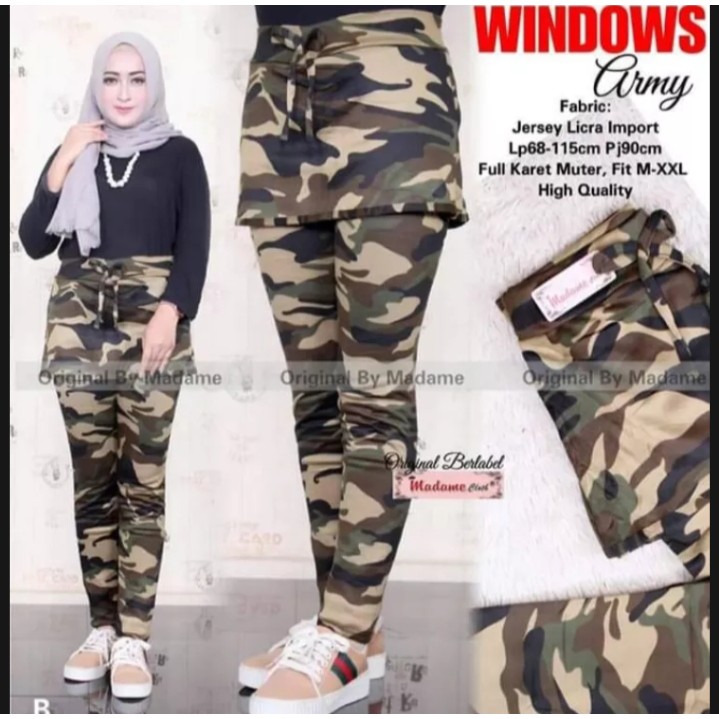 celana senam rok army/celana senam loreng army bahan spandex import cod