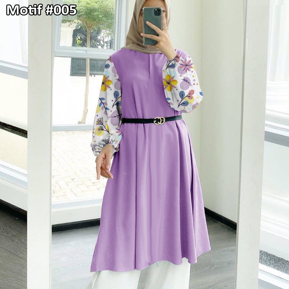 Tunik Jumbo - Gamis Wanita Kekinian - Baju Atasan Wanita - Bungaz Motif Gabungan - Lexoir-Bungaz 005 Lavender