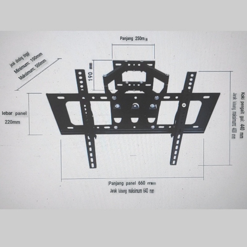 Bracket TV Layar Monitor Telescopic Thick 600 x 400 Pitch 32-70Inch