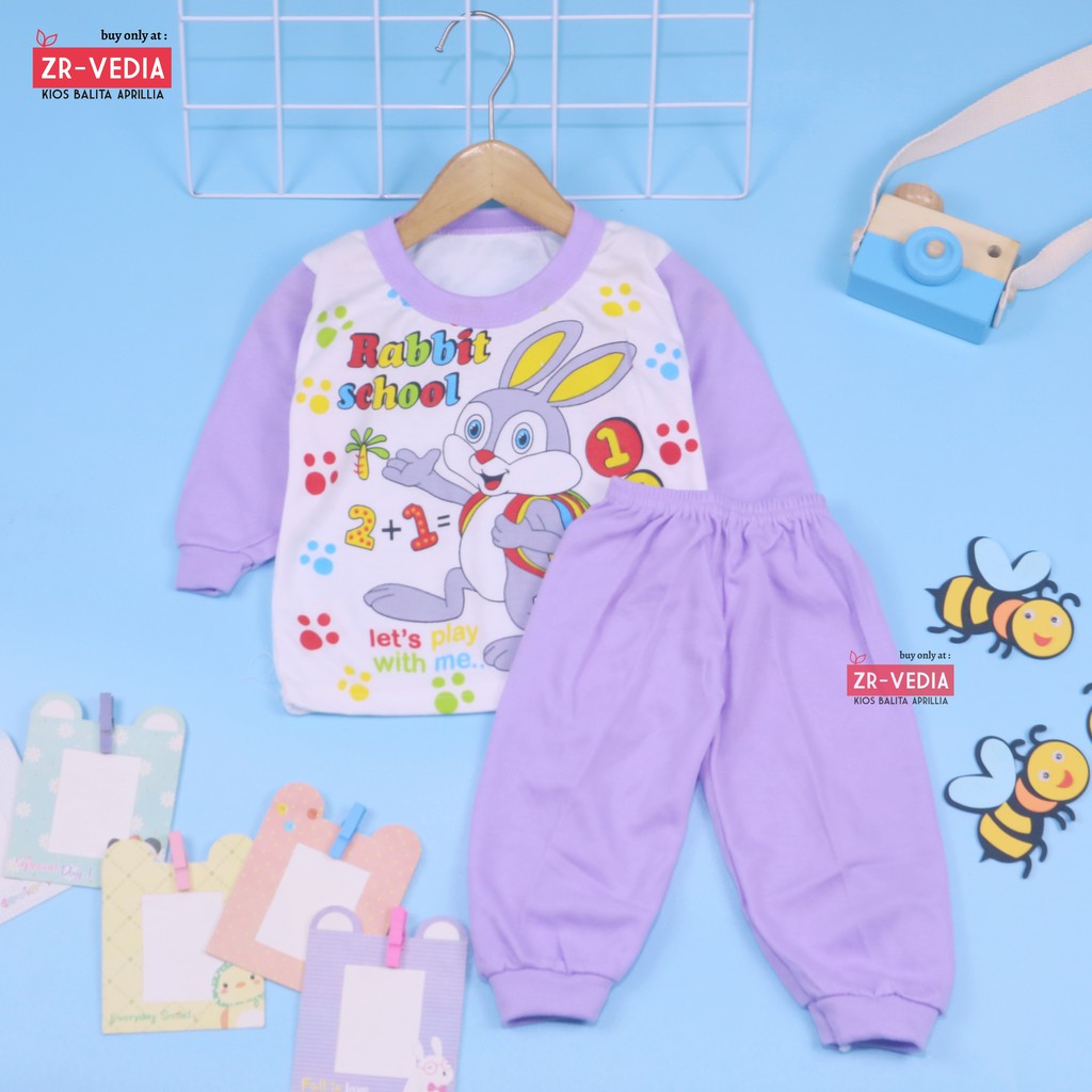 Piyama Kaos Kartun Uk. Bayi / Baju Tidur Bahan Kaos Anak Laki Perempuan Murah Gambar Kartun Adem kiosbalitaaprilia