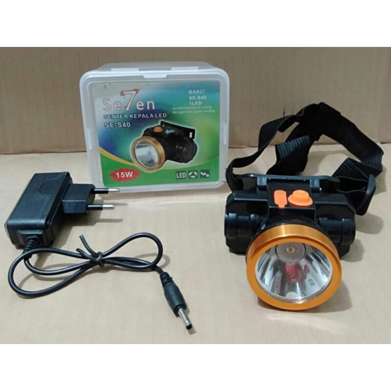 SENTER KEPALA 15W SINAR KUNING dan PUTIH CHARGER HEAD LAMP 15WATT LITHIUM BATTERY HEAD LIGHT WARM BERBURU BELOR BATRE KEPALA HEADLAMP SEVEN