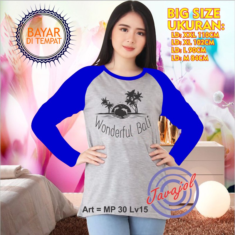 RAGLAN FASHION Kaos Pria Kaos Wanita 3/4 dan Lengan Panjang JODERSHOP Wonderful Bali