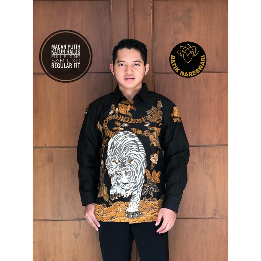 MACAN PUTIH NARESWARI BATIKSOLOAMANAH KEMEJA BAJU BATIK PRIA SOLO LENGAN PANJANG PENDEK LAPIS FURING ATASAN BATIK PREMIUM MODERN KATUN HALUS CENDRAWASIH UNGU WEDANGAN  DORO KEMBAR SEKAR MANUK PUSPO WARNO MAHKOTA PERWIRO OMBAK BANYU PEKSI TARUNG NARAYANA