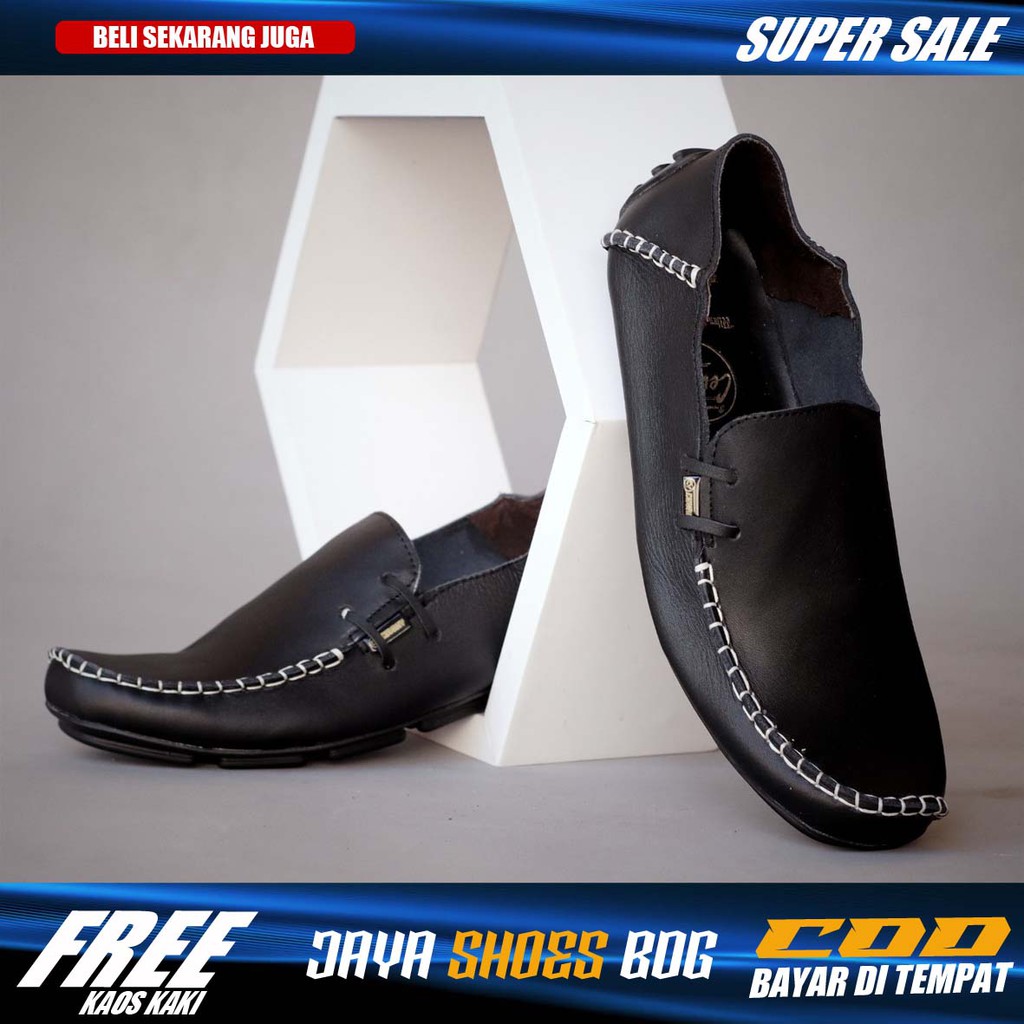 Sepatu Casual Slip On Pria Kulit Asli Kasual Selop Kerja Kuliah Ori Boat Footwear