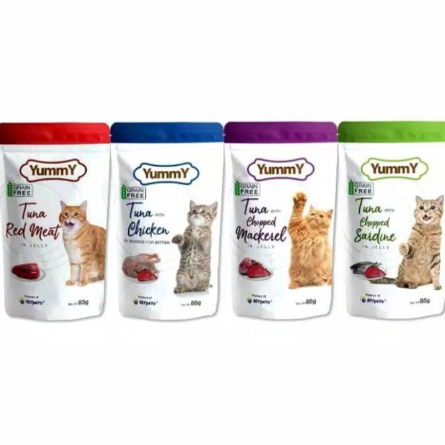 Yummy pouch 85gr makanan kucing sachet yummy saset