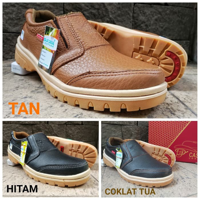 Sepatu kickers casual kulit pria