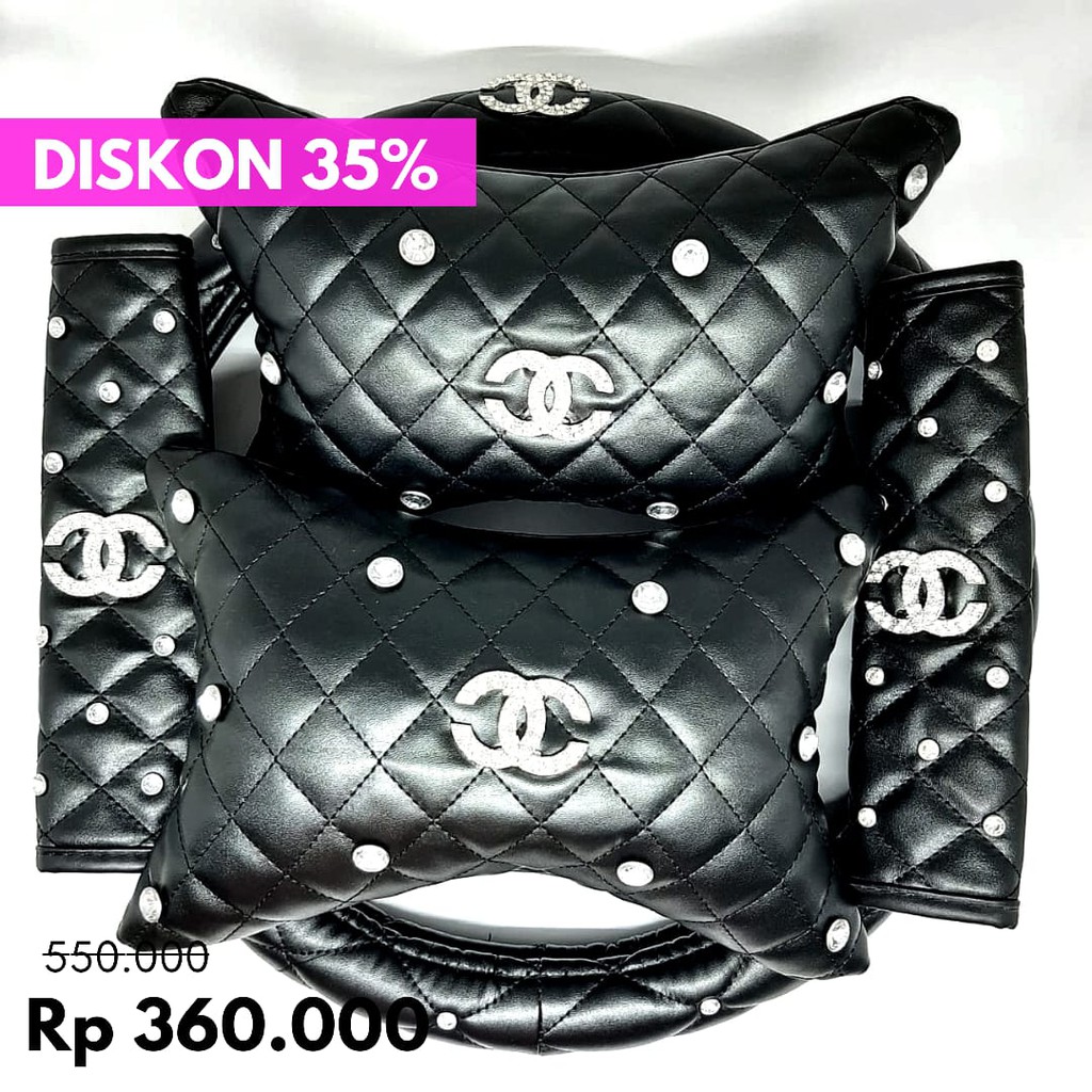 Set Bantal Mobil Chanel Berlian 3in1 Hitam import