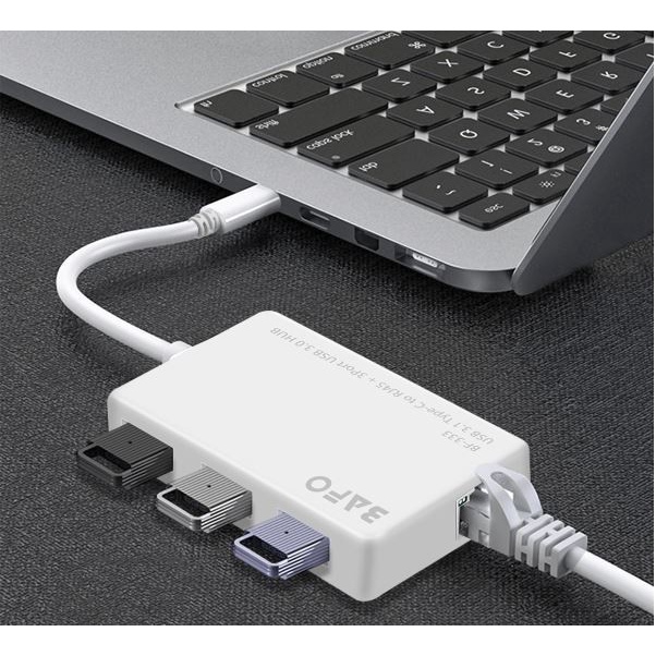 Bafo Type C To LAN Gigabit + USB HUB 3Port USB 3.0 BF-333