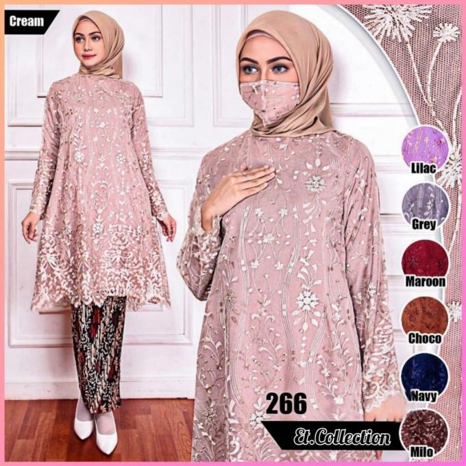 Tunik Brokat Jumbo - Tunik Kebaya Brukat - Dress Kebaya (Free Hijab)