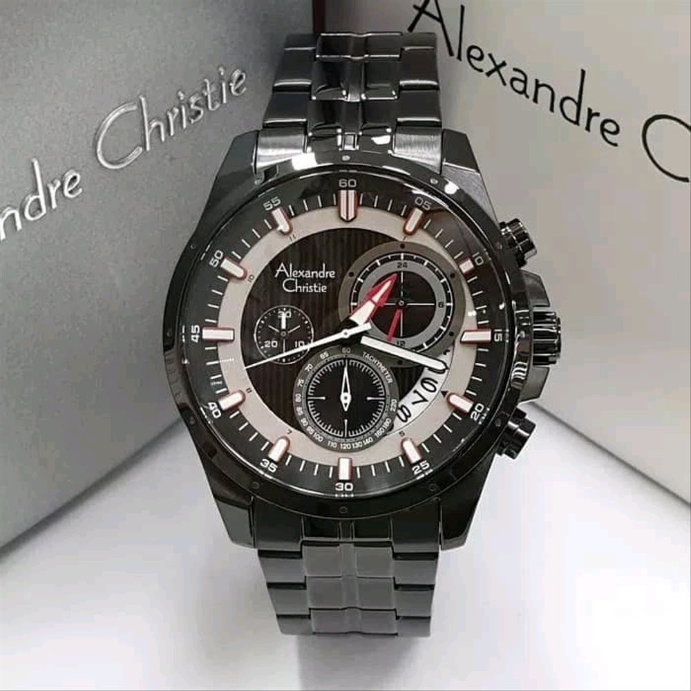 Laris Jam Tangan Pria Alexandre Christie AC 6496 FULL BLACK Original Murah