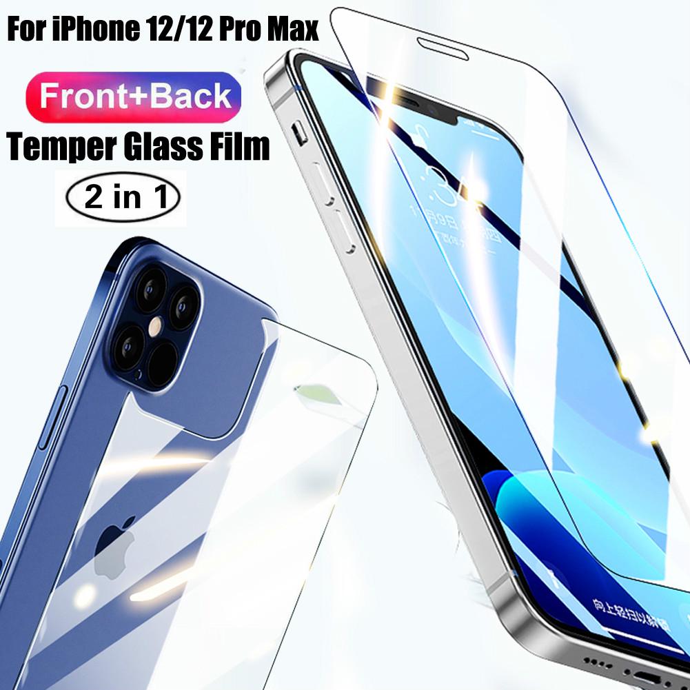 Pelindung Layar Tempered Glass 2 In 1 Depan + Belakang Untuk Iphone 12 Mini Pro Max