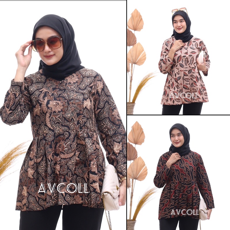 tey-17 Batik wanita ASJ SA HRB026 Kenongo Kemeja Tosca Pendek