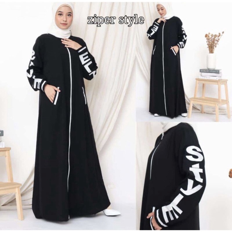 ABAYA ZIPER STYLE HITAM &amp; COKSU CANTIK MURAH COD