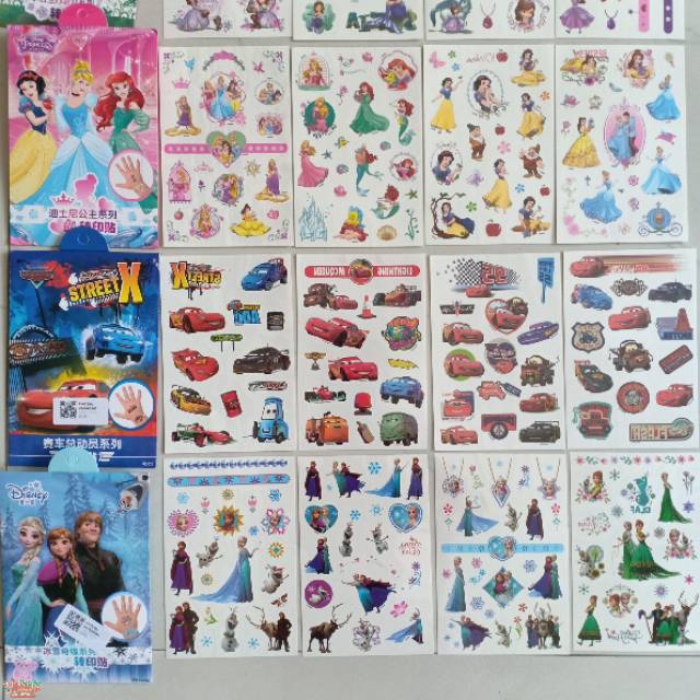  Stiker  Tatto kartun  sofia Minnie mickey mouse frozen  elsa 