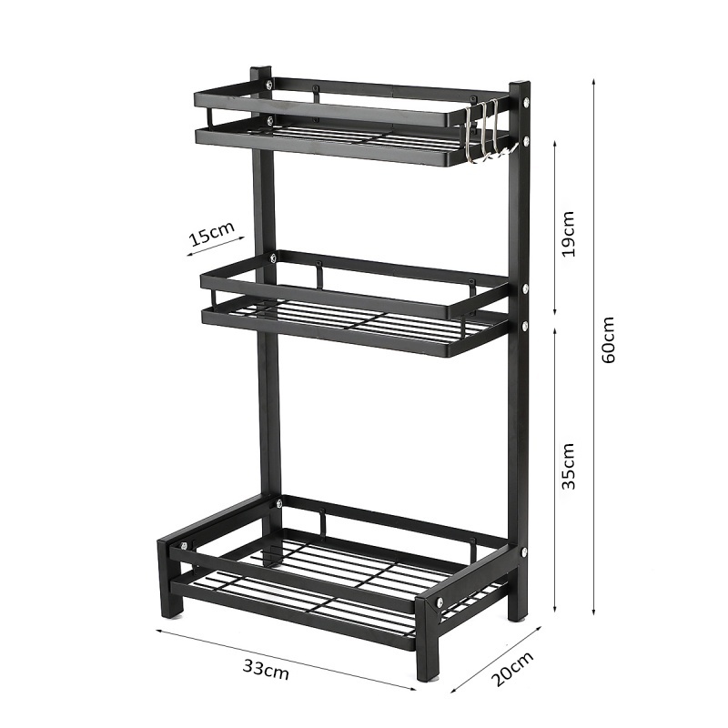 HOVELSHOP Rak Bumbu Dapur 2 &amp; 3 Tingkat Stainless Steel Kokoh Portable