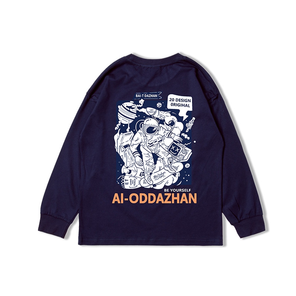 Kaos Lengan Panjang T-Shirt Anak Usia 2-7 tahun Gambar Astronot comic