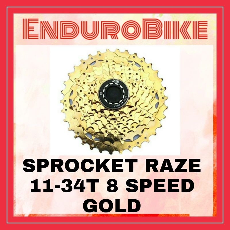 SPROCKET RAZE 11-34T 8 SPEED GOLD CASETTE SPROCKET 34 T ENDUROBIKE