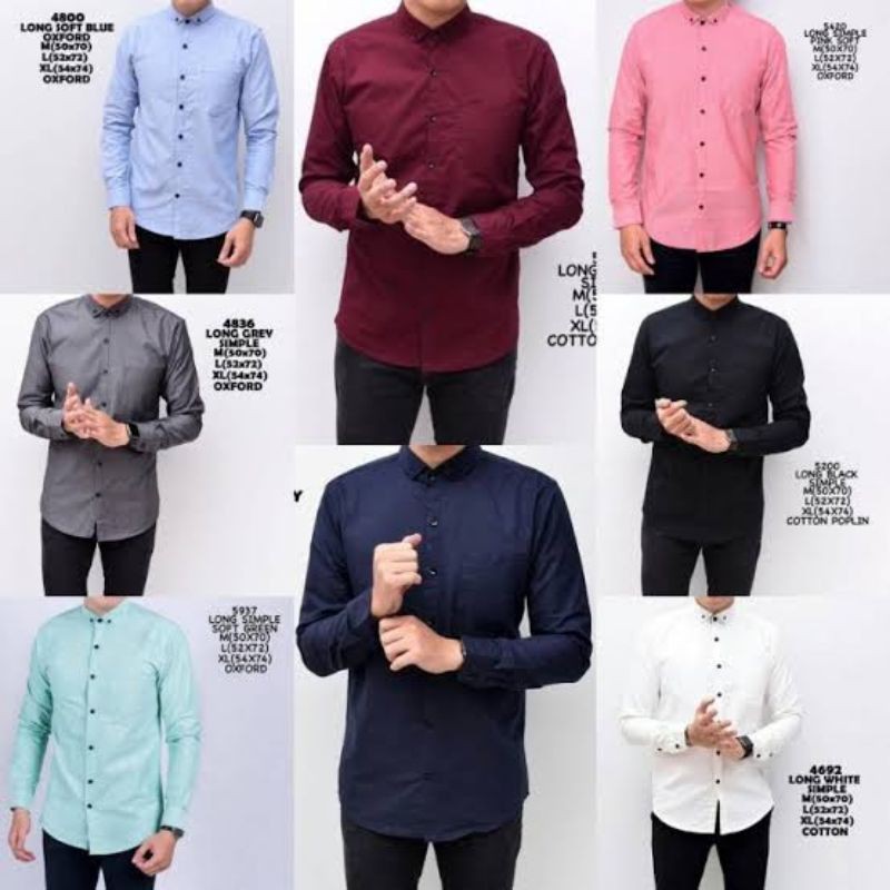 Kemeja Pria Polos Casual Lengan Panjang Terlaris Matt Katun M.L.XL