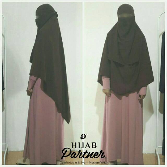 Jilbab segiempat syari khimar kerudung syari set cadar bandana