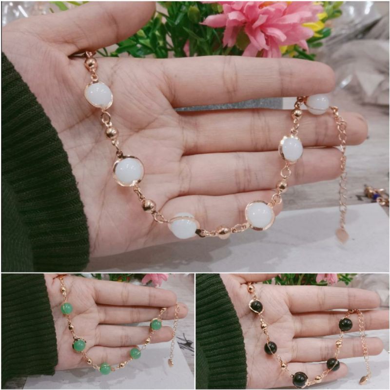 Fourfashion Gelang Tangan Dewasa Motif Batu Besar Warna Kekinian YT039