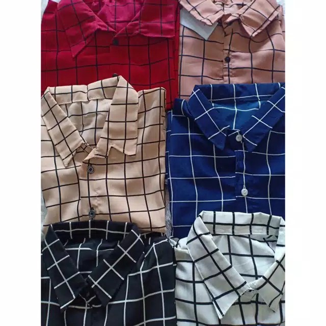 fanesafashion kemeja kotak wanita LD100 CM-2