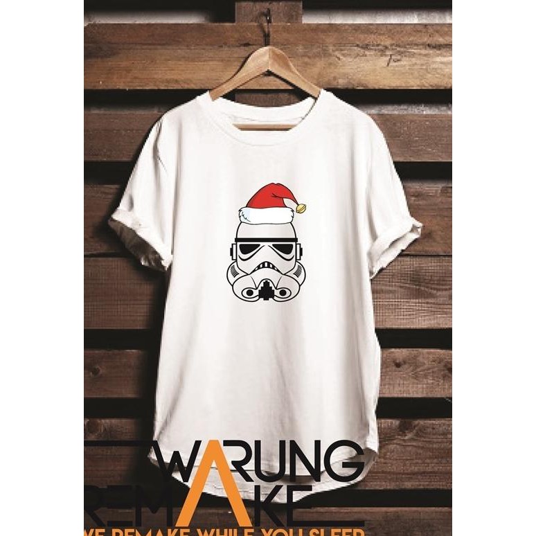 Diskon Kaos Tshirt Baju Combed 30S Distro Star Wars Storm Trooper Christmas Terbaru