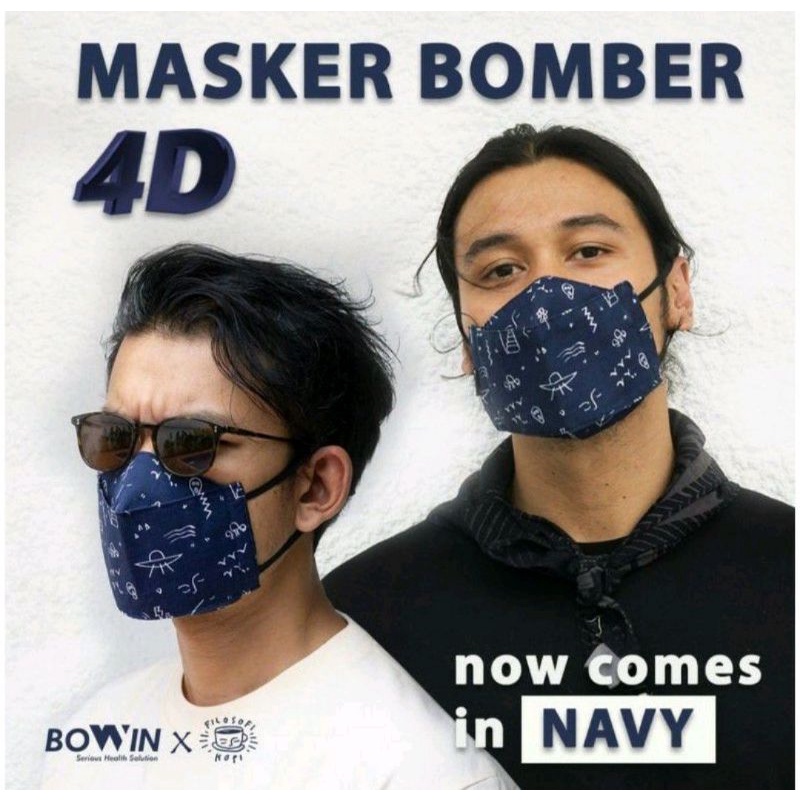 Masker BOWIN (Chicko Jerikho/Rio Dewanto)/2x anti bakteri &amp; percikan ✅ bisa dicuci / BOWIN BOMBER 4D
